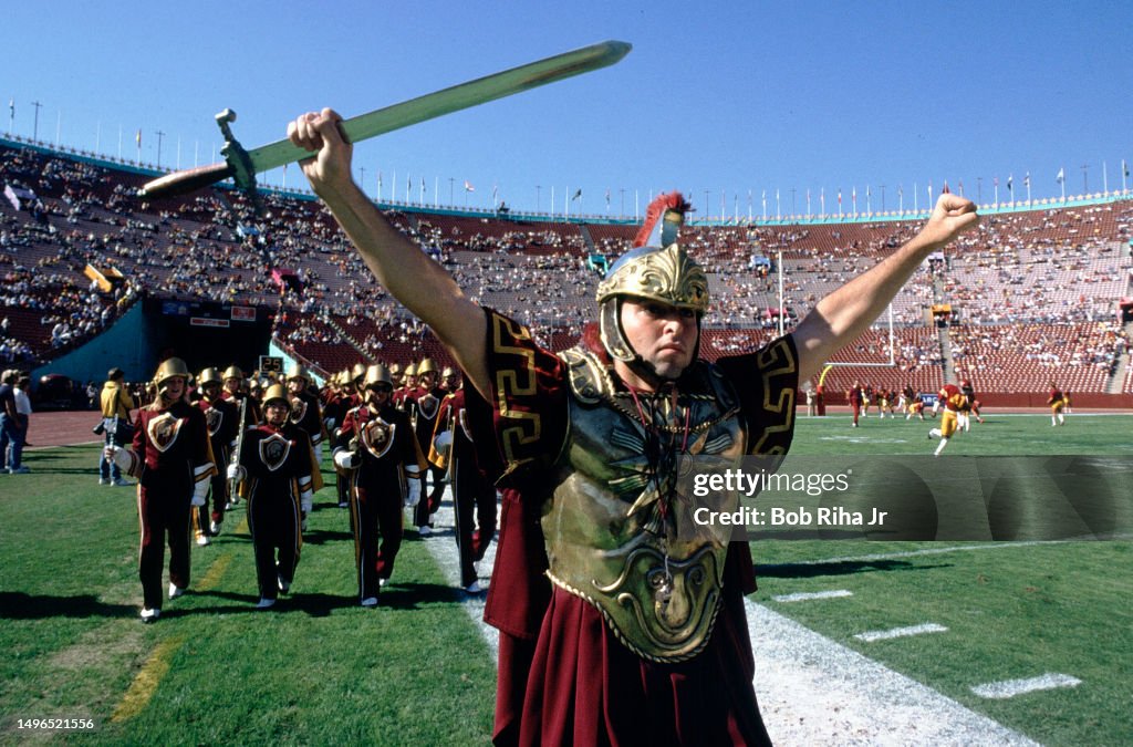 USC Trojan Leads Band onto Field