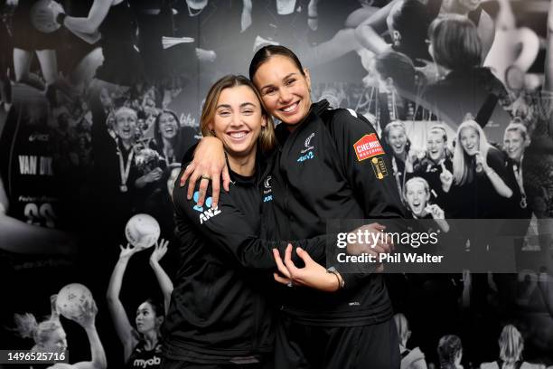 SIlver Ferns captain Ameliaranne Ekenasio and vice-captain Gina Crampton during the New Zealand Silver Ferns World Cup Squad Announcement at Netball...