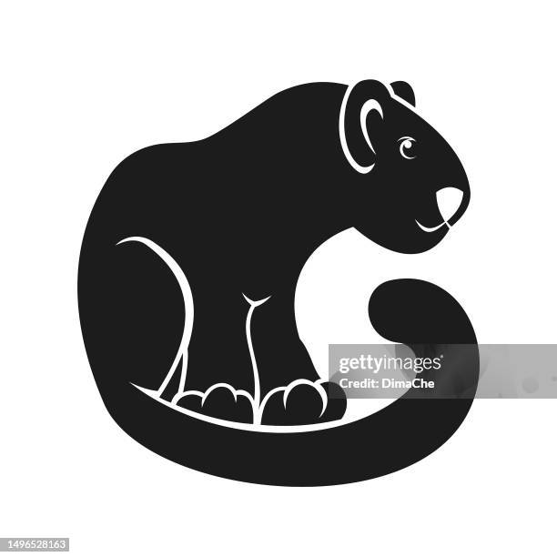 cute panther silhouette - cut out vector icon - tiger image tattos stock illustrations