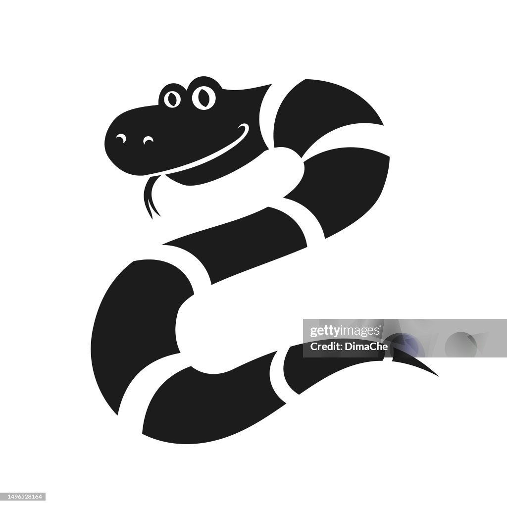 Cute snake silhouette - cut out vector icon