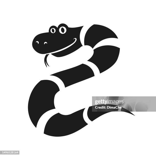 cute snake silhouette - cut out vector icon - diamondback rattlesnake stock illustrations