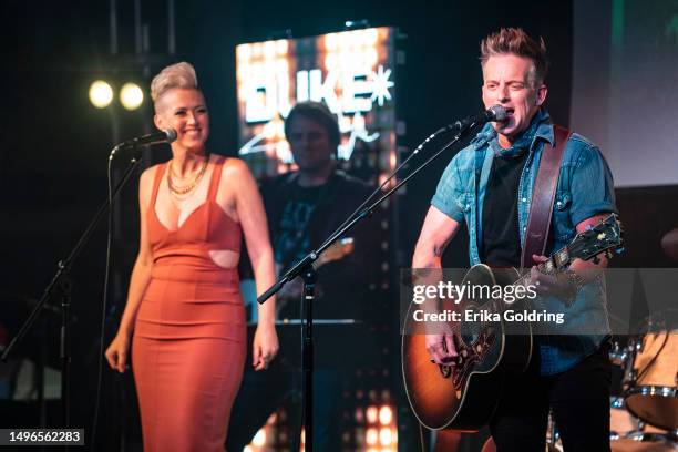 Shawna Thompson and Keifer Thompson of Thompson Square perform at 3rd & Lindsley on June 06, 2023 in Nashville, Tennessee.