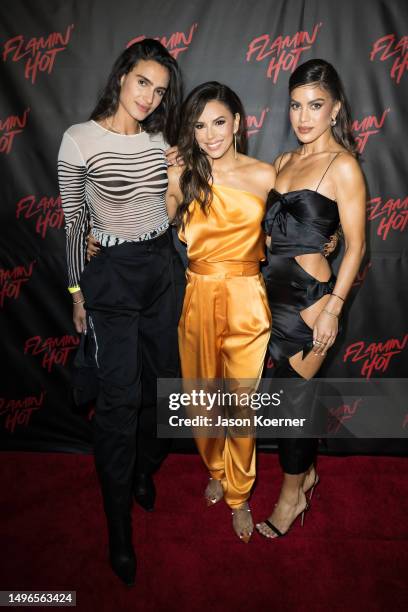 Isabela Rangel Grutman, Camila Coelho and Eva Longoria attend the "Flamin' Hot" Miami Screening Hosted By Ana Navarro at AMC Sunset Place 24 on June...