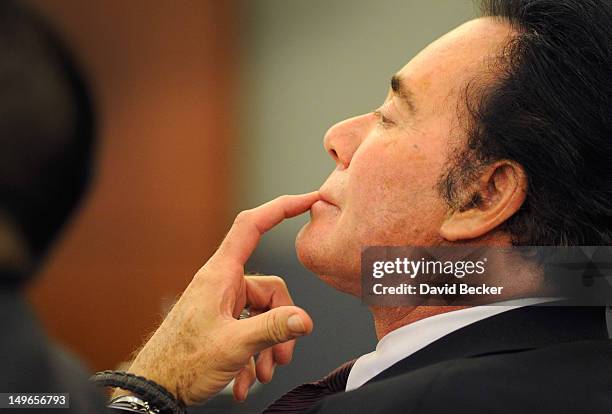 Entertainer Wayne Newton appears at during a court hearing at the Clark County Regional Justice Center on August 1, 2012 in Las Vegas, Nevada. Newton...