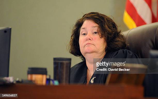 District Court Judge Elizabeth Gonzalez presides during a court hearing at the Clark County Regional Justice Center on August 1, 2012 in Las Vegas,...