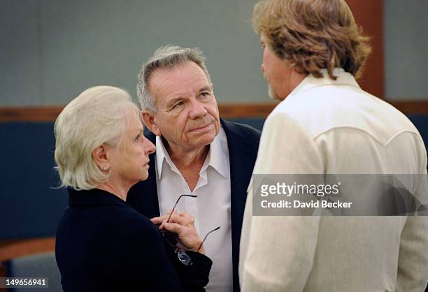 Investors Dorothy Harber and Lacy Harber speak with developer Steve Kennedy during a court recess at the Clark County Regional Justice Center on...