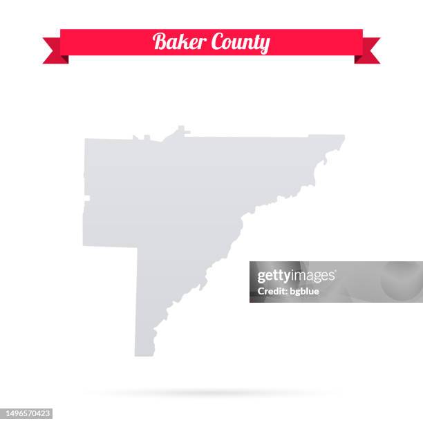 baker county, georgia. map on white background with red banner - newton stock illustrations
