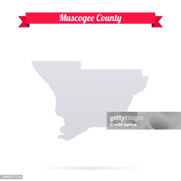 muscogee county, georgia. map on white background with red banner - columbus map stock illustrations