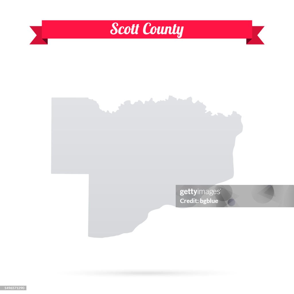 Scott County, Iowa. Map on white background with red banner