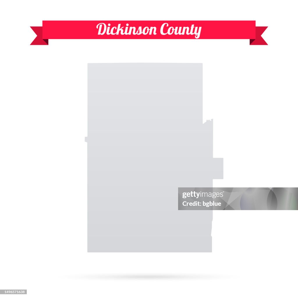 Dickinson County, Kansas. Karte auf weißem Hintergrund mit rotem Banner