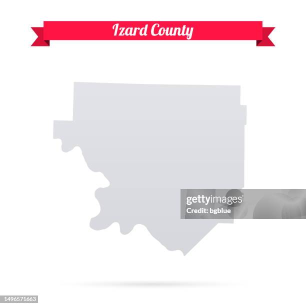 izard county, arkansas. map on white background with red banner - melbourne stock illustrations