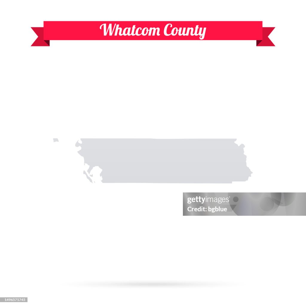 Whatcom County, Washington. Map on white background with red banner