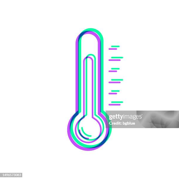 thermometer. icon with two color overlay on white background - checking thermostat stock illustrations