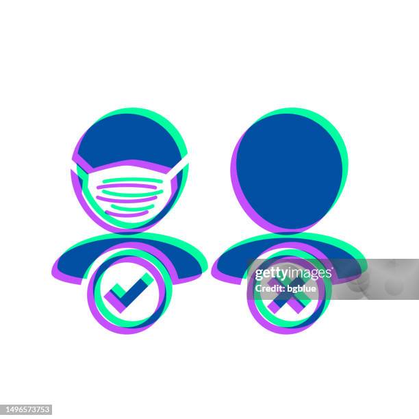 no entry without face mask. icon with two color overlay on white background - green check mark transparent background stock illustrations