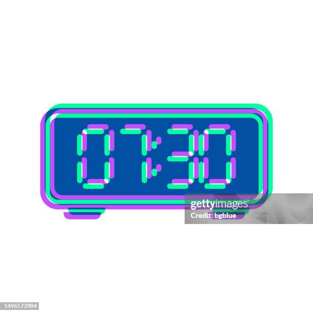 digital clock. icon with two color overlay on white background - number 7 clock stock illustrations