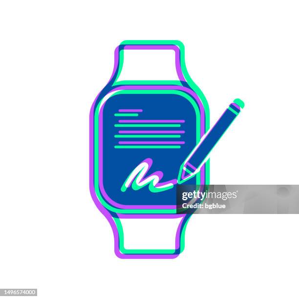 electronic signature on smartwatch. icon with two color overlay on white background - green check mark transparent background stock illustrations