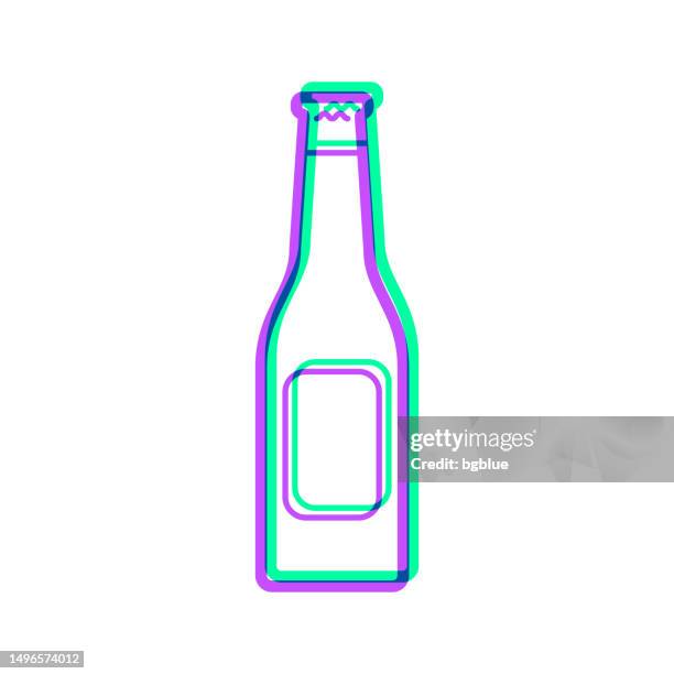 beer bottle. icon with two color overlay on white background - cider stock illustrations