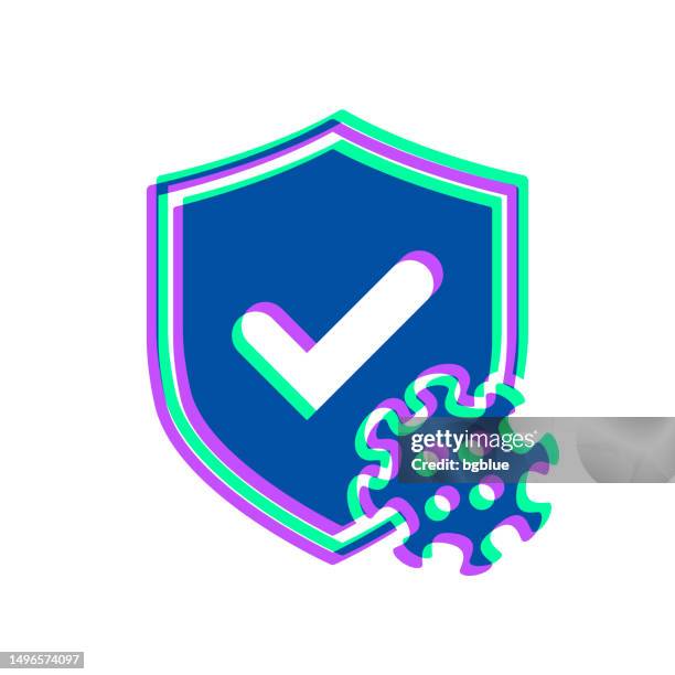 virus protection approved. icon with two color overlay on white background - green check mark transparent background stock illustrations