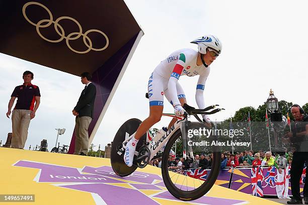 Noemi Cantele of Italy in action during the Women's Individual Time Trial Road Cycling on day 5 of the London 2012 Olympic Games on August 1, 2012 in...