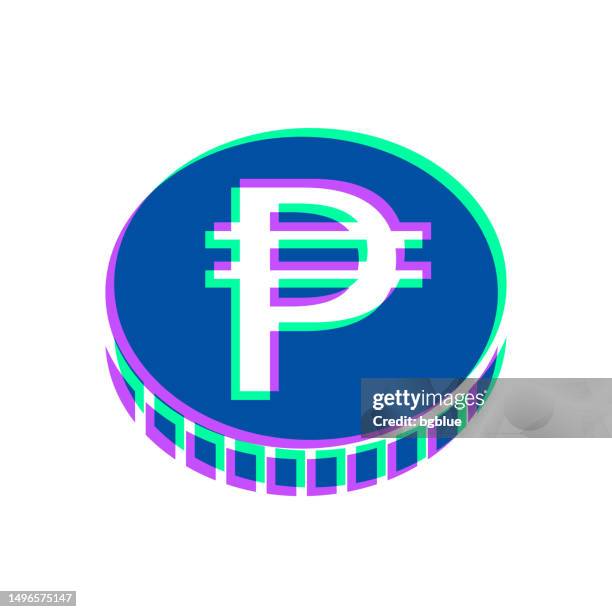peso coin. icon with two color overlay on white background - two circles overlap stock illustrations