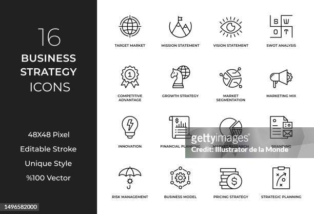 ilustrações de stock, clip art, desenhos animados e ícones de business strategy icon set - execution