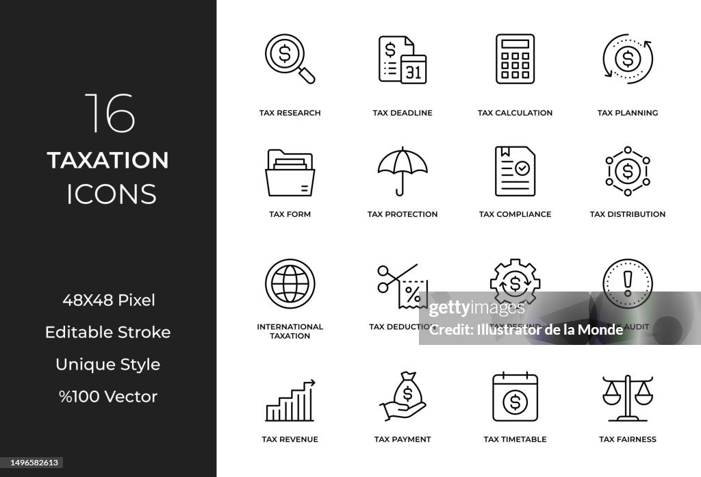 Taxation Line Icon Set