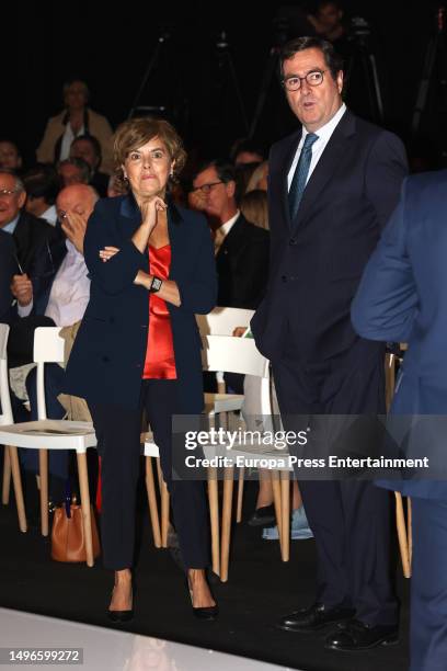 Soraya Saenz de Santamaria and the President of the CEOE, Antonio Garamendi, on their arrival at the closing ceremony of the 15th edition of "Euros...