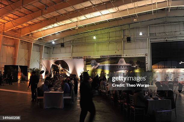 General view of the atmosphere at the RIMOWA celebration the arrival of the JU52 Aircraft at Westchester Country Airport on August 1, 2012 in Armonk,...