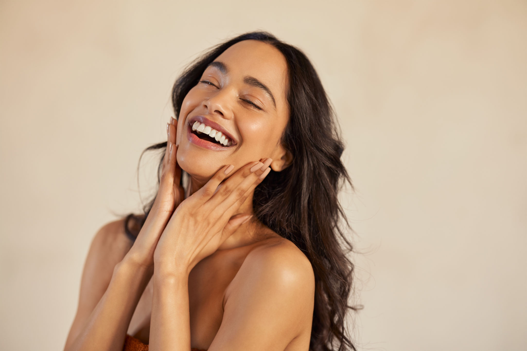 happy person skincare