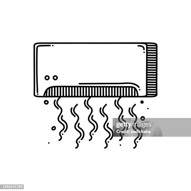 air conditioning line icon, sketch design, pixel perfect, editable stroke. logo, sign, symbol. temperature, cold, hot, house. - fahrenheit stock illustrations