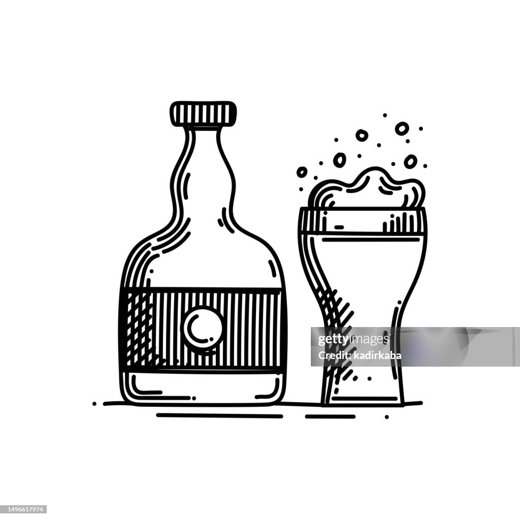 Beer Line icon, Sketch Design, Pixel perfect, Editable stroke. Logo, Sign, Symbol. Alcohol, Restaurant.