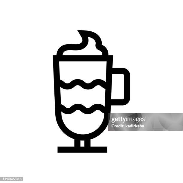 latte line icon, design, pixel perfect, editable stroke. logo, sign, symbol. - breaking croissant stock illustrations