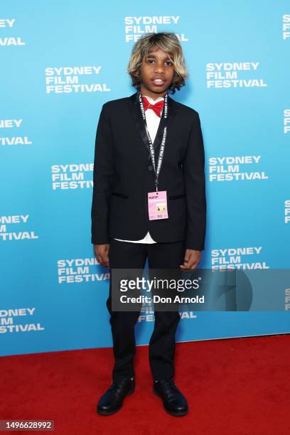 Aswan Reid attends the world premiere of "The New Boy" at the Sydney Film Festival 2023 opening night at State Theatre on June 07, 2023 in Sydney,...