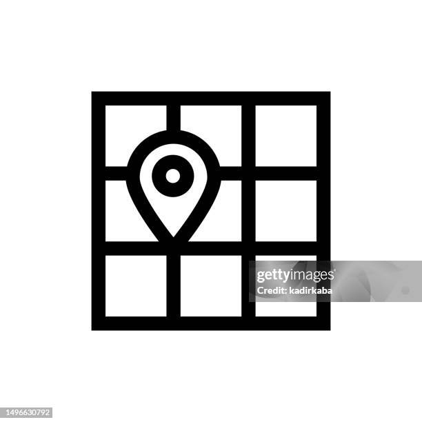map line icon, design, pixel perfect, editable stroke. logo, sign, symbol. map and navigation, map pin. - hostel stock illustrations