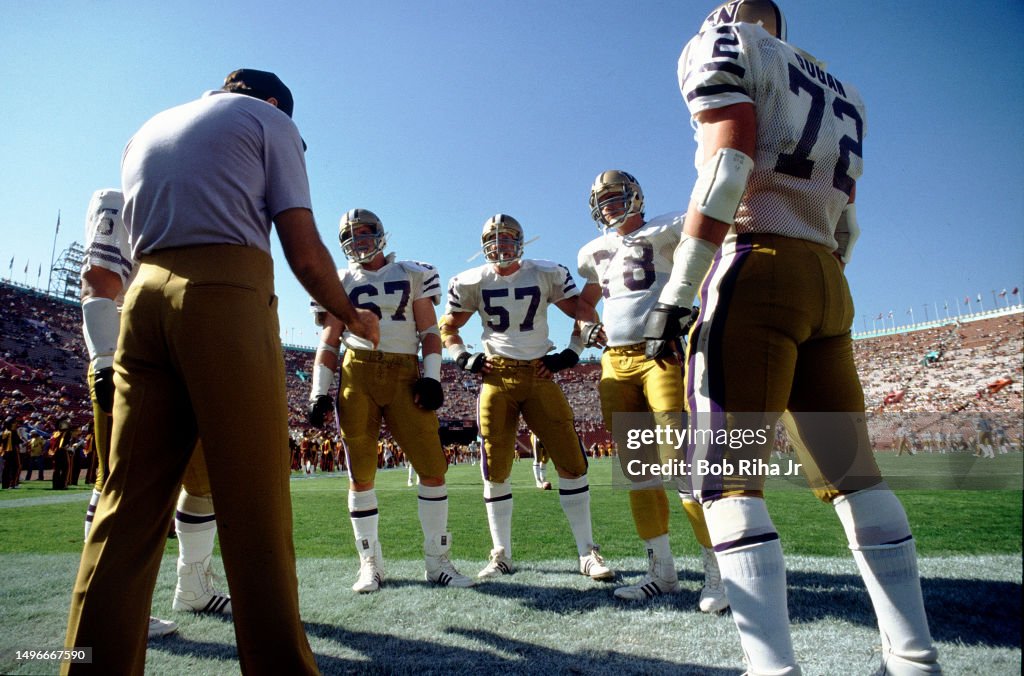University of Washington Coach with Players Pregame