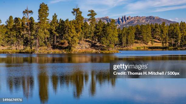 scenic view of lake by trees against sky,south dakota,united states,usa - mitchell south dakota stock pictures, royalty-free photos & images