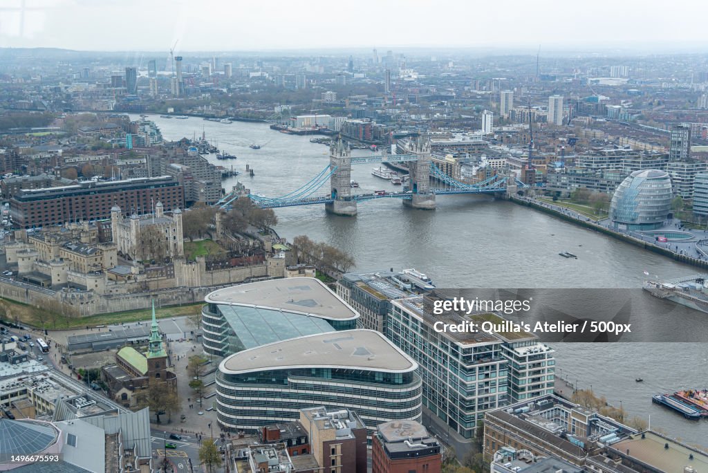 High angle view of river amidst buildings in city,Londres,Inglaterra,United Kingdom,UK