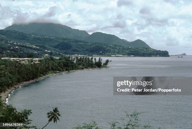 The Caribbean Sea coast of the island country of Dominica in the Caribbean in 1985.