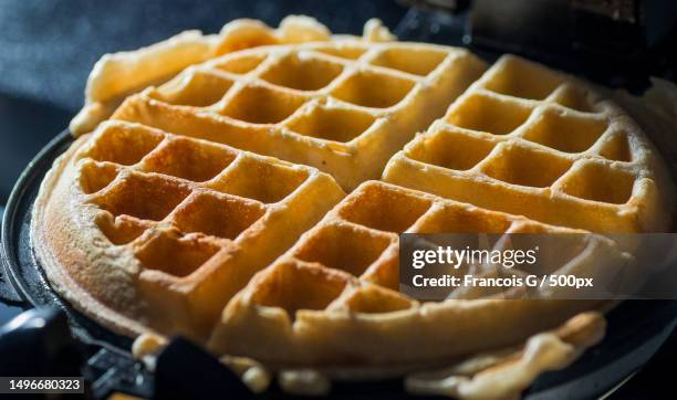 close-up of waffle in plate - waffle stock pictures, royalty-free photos & images
