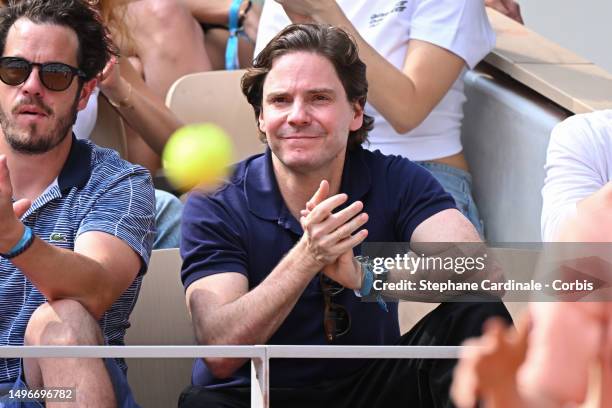 Daniel Brühl attends the 2023 French Open at Roland Garros on June 07, 2023 in Paris, France.