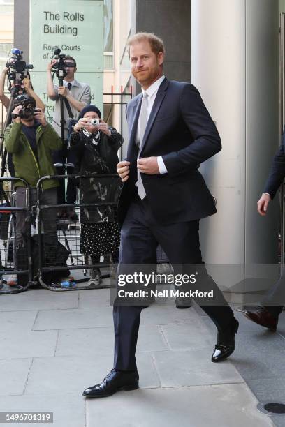 Prince Harry, Duke of Sussex, leaving the Mirror Group Phone hacking trial at the Rolls Building at High Court on June 07, 2023 in London, England....