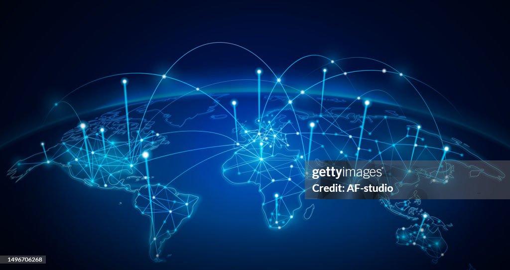 Abstract Network World Map Background