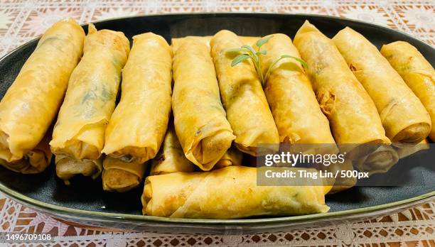 close-up of fried dumplings in plate on table,st clair,new south wales,australia - cabbage roll stock pictures, royalty-free photos & images