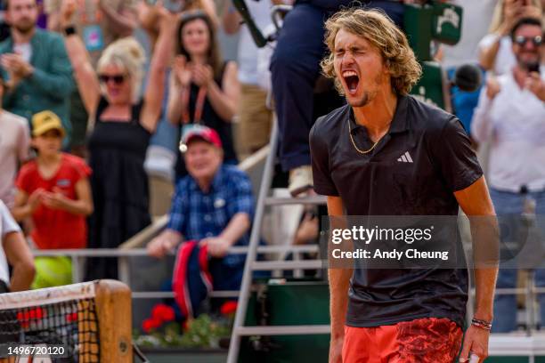 Alexander Zverev of Germany celebrates victory during the Men's Singles Quarter Final Round Match against Tomas Martin Etcheverry of Argentina during...