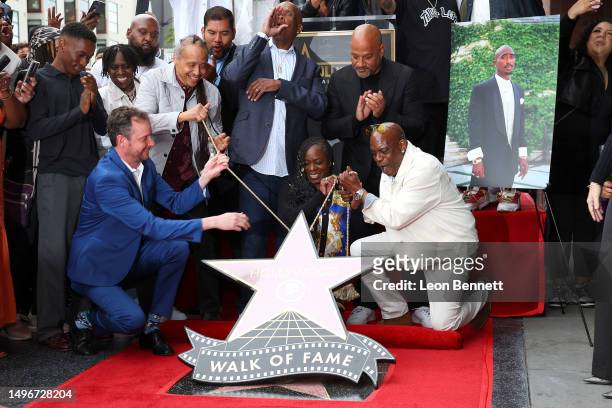 Jamal Joseph, Hugo Soto-Martinez, Big Boy, Sekyiwa 'Set' Shakur, Allen Hughes, and Mopreme Shakur attend the ceremony honoring Tupac Shakur with a...