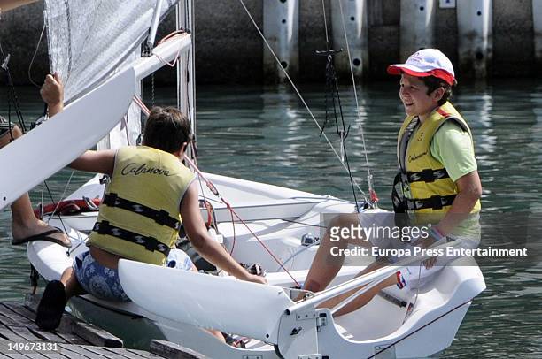 Felipe Marichalar Borbon is seen in the navy club on August 1, 2012 in Palma de Mallorca, Spain. The children are attending sailing classes.