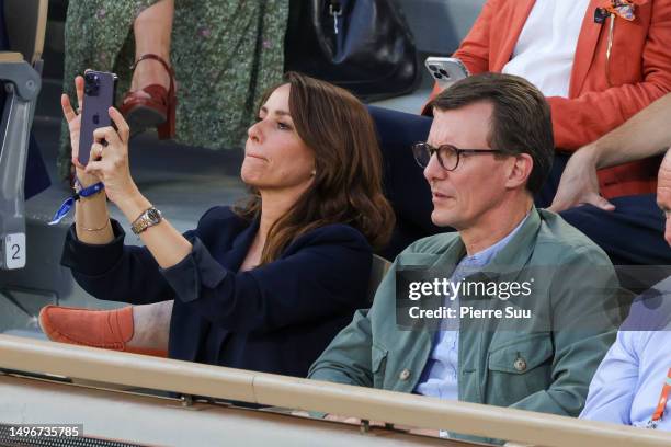 Prince Joachim of Denmark and Princess Marie Of Denmark attends the 2023 French Open at Roland Garros on June 07, 2023 in Paris, France.