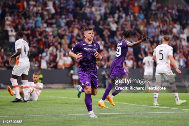 Luka Jovic of ACF Fiorentina reacts after scoring a goal which was ruled out by VAR for offside during the UEFA Europa Conference League 2022/23...