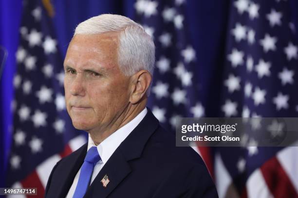 Former Vice President Mike Pence speaks to supporters as he formally announces his intention to seek the Republican nomination for president on June...