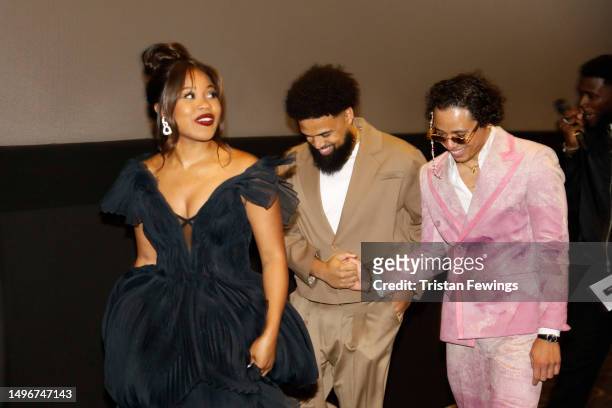 Dominique Fishback, Steven Caple Jr, Anthony Ramos and Tega Alexander attend the European Premiere of Paramount Pictures' "Transformers: Rise of the...